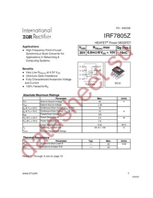 IRF7805Z datasheet  